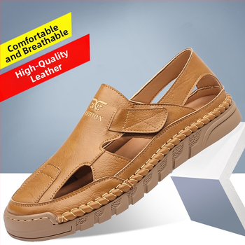 Ανδρικά παπούτσια με velcro, casual, hollow hole, επαγγελματικά, καλοκαιρινά, Baotou Slip-on, ανδρικά παπούτσια με λαστιχένια σόλα