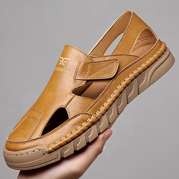 Ανδρικά παπούτσια με velcro, casual, hollow hole, επαγγελματικά, καλοκαιρινά, Baotou Slip-on, ανδρικά παπούτσια με λαστιχένια σόλα