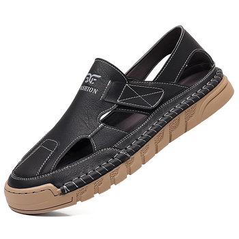 Ανδρικά παπούτσια με velcro, casual, hollow hole, επαγγελματικά, καλοκαιρινά, Baotou Slip-on, ανδρικά παπούτσια με λαστιχένια σόλα