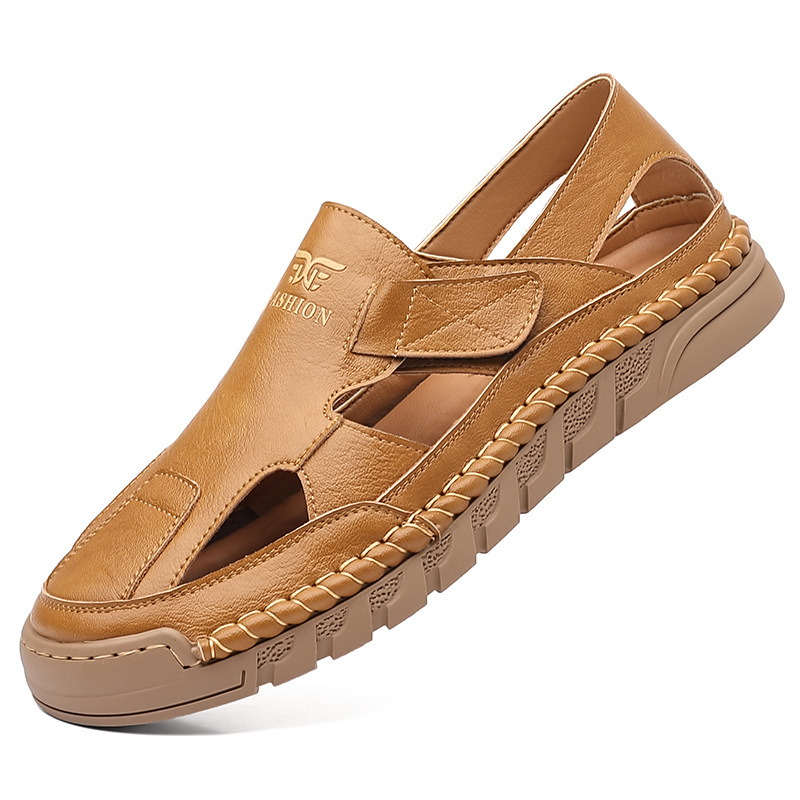 Tépőzáras férfi alkalmi üreges lyukú cipő szandál üzleti nyári baotou bebújós férfi gumitalpú cipő