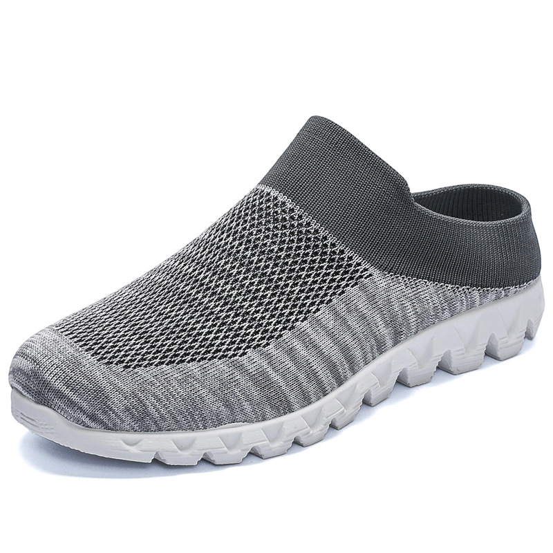 Nauji megzti sportbačiai su gobtuvu, vyriški užmaunami batai, vyriški laisvalaikio batai, kvėpuojantys, madingi medžiaginiai batai