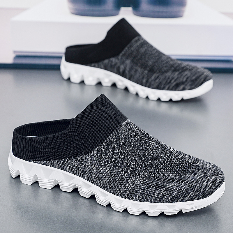 Nauji megzti sportbačiai su gobtuvu, vyriški užmaunami batai, vyriški laisvalaikio batai, kvėpuojantys, madingi medžiaginiai batai