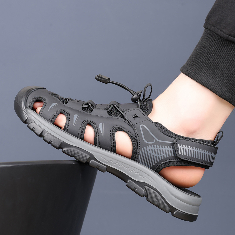 Sandale transfrontaliere pentru bărbați, sandale de plajă cu plasă de vară pentru bărbați, saboți de sport și agrement în aer liber, cu plasă respirabilă, cu goluri