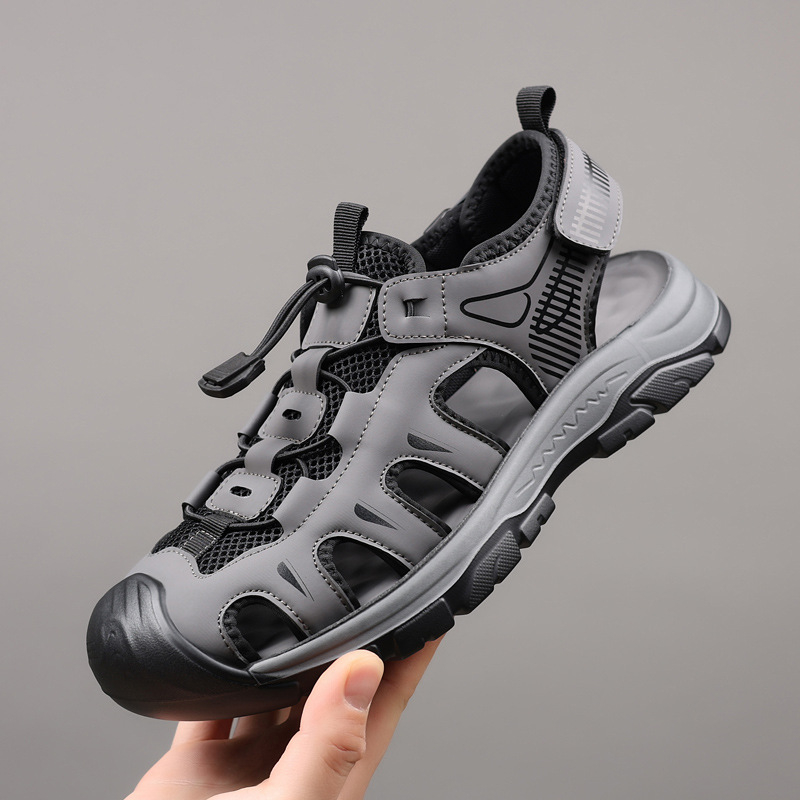 Sandale transfrontaliere pentru bărbați, sandale de plajă cu plasă de vară pentru bărbați, saboți de sport și agrement în aer liber, cu plasă respirabilă, cu goluri