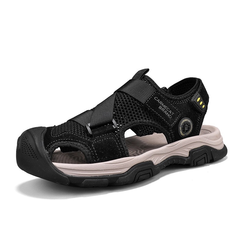 Sandale pentru bărbați Baotou, pantofi de plajă casual de vară cu explozii, confortabili, antiderapanți, pentru bărbați, pantofi de vârstă mijlocie și vârstnici, mărimea 46