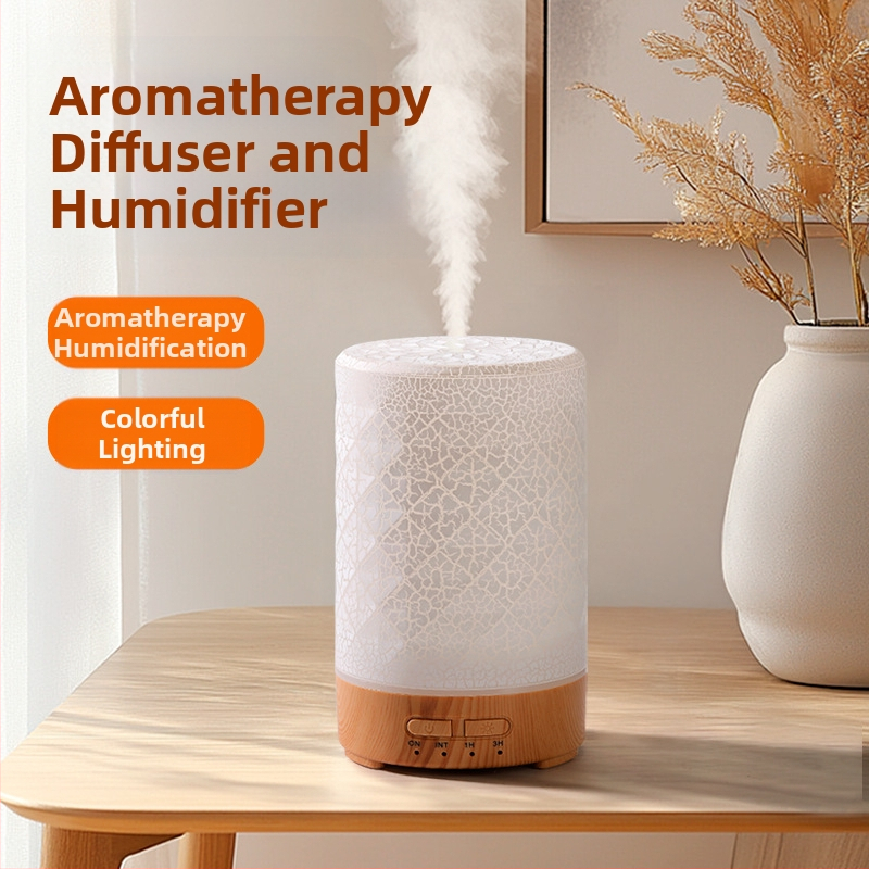 Farebný ultrazvukový zvlhčovač vzduchu s trhlinami z dreva, stolný USB, domácnosť s veľkou kapacitou, spálňa, malá stolová lampa, aromaterapeutický stroj