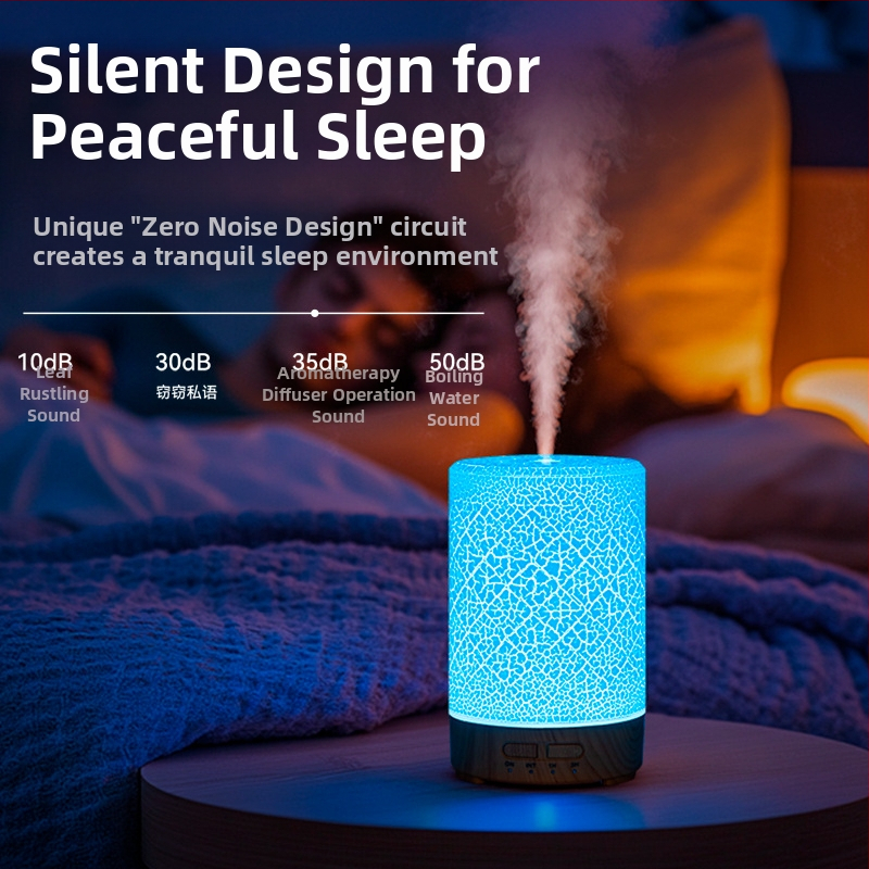 Farebný ultrazvukový zvlhčovač vzduchu s trhlinami z dreva, stolný USB, domácnosť s veľkou kapacitou, spálňa, malá stolová lampa, aromaterapeutický stroj