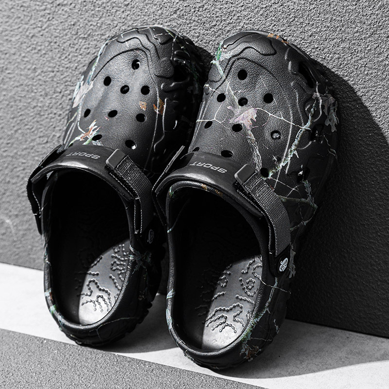 Kétrészes divatos szandálok és papucsok, külső viselet, strandcipők, Crossborder plus size férfi nyári könnyűlyukú cipők, szabadtéri viselet