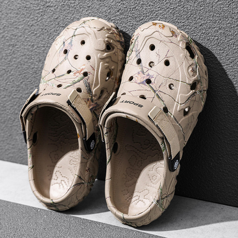 Kétrészes divatos szandálok és papucsok, külső viselet, strandcipők, Crossborder plus size férfi nyári könnyűlyukú cipők, szabadtéri viselet