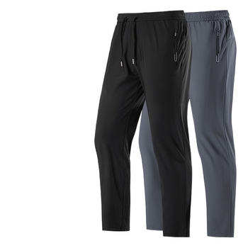 Pantaloni de mătase de gheață, pantaloni subțiri de vară pentru bărbați, 2025, noi, lejeri, cu nod la picioare, cu uscare rapidă, pantaloni casual drepți pentru bărbați de vară