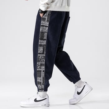Pantaloni sport pentru bărbați, stil chinezesc, stil japonez, de dimensiuni mari, toamna și iarna 2025, stil național chinezesc, trend național, din catifea reiată, casual, pantaloni sport pentru bărbați