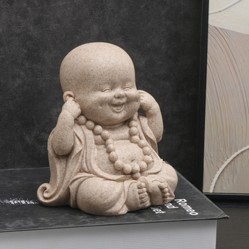 Χειροποίητα διακοσμητικά από ρητίνη, ψαμμίτης, Βούδας Μαϊτρέγια, μικρός μοναχός, μπορεί να χρησιμοποιηθεί ως διακοσμητικά για τσάι γραφείου για κατοικίδια