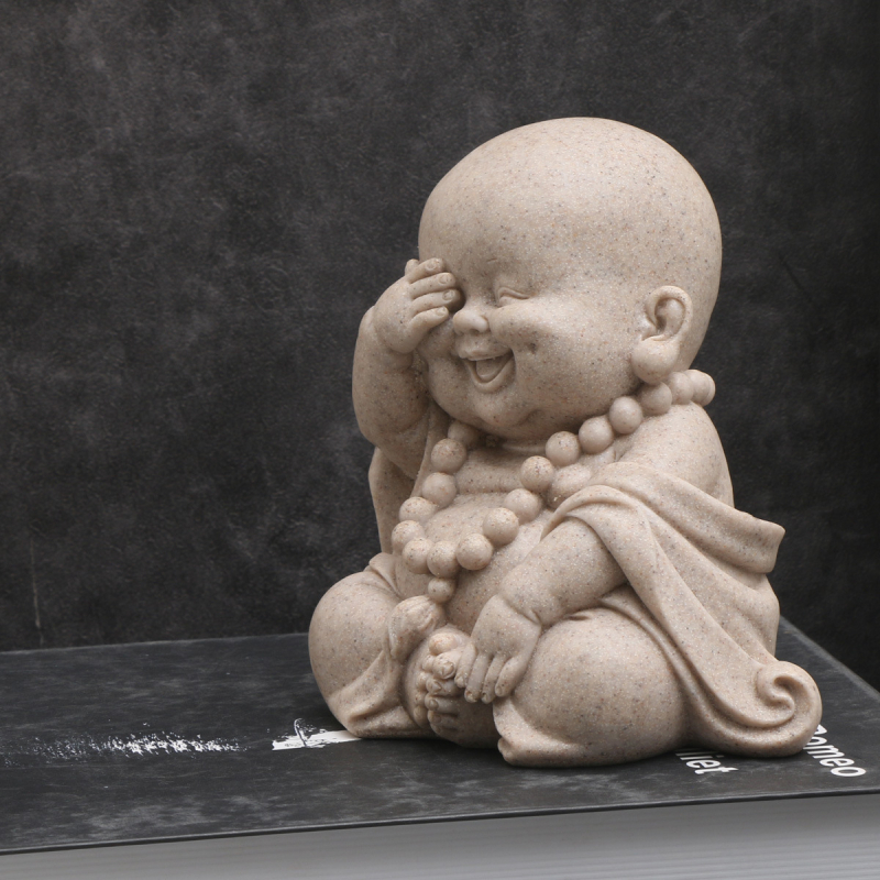 Ornamente de artizanat din rășină, gresie, Maitreya Buddha, micul călugăr, micul călugăr poate fi folosit ca decorațiuni pentru ceai de pe desktop