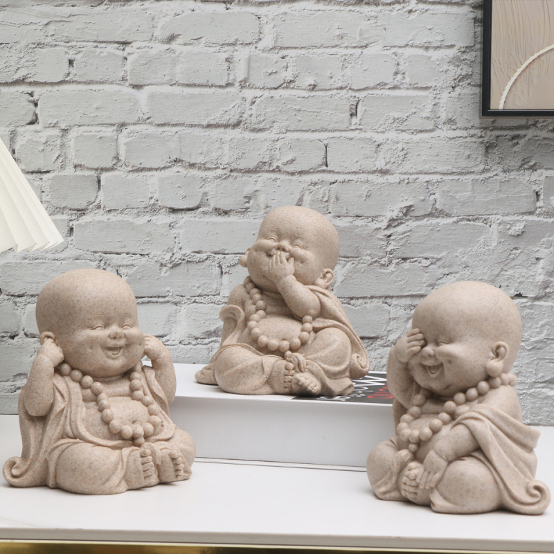 Ornamente de artizanat din rășină, gresie, Maitreya Buddha, micul călugăr, micul călugăr poate fi folosit ca decorațiuni pentru ceai de pe desktop