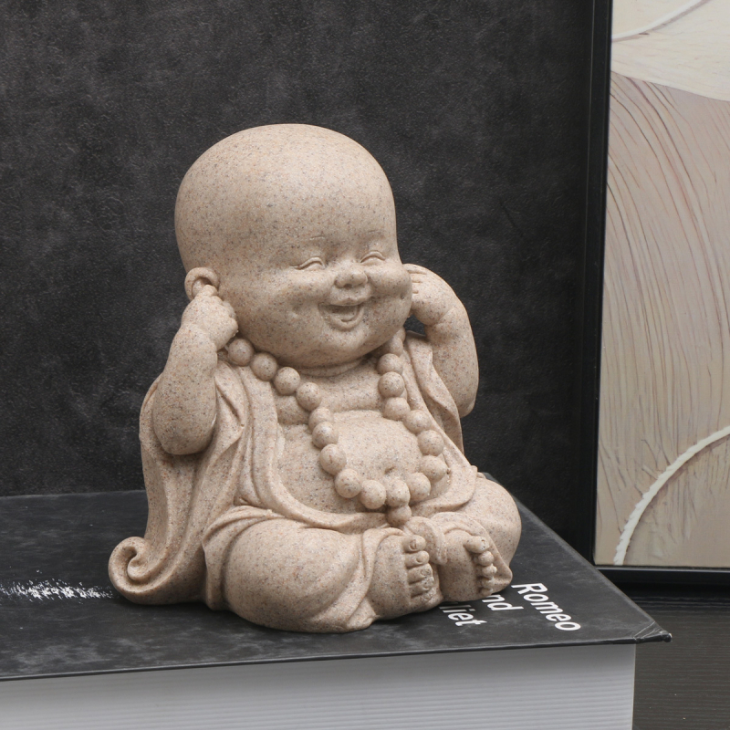 Ornamente de artizanat din rășină, gresie, Maitreya Buddha, micul călugăr, micul călugăr poate fi folosit ca decorațiuni pentru ceai de pe desktop