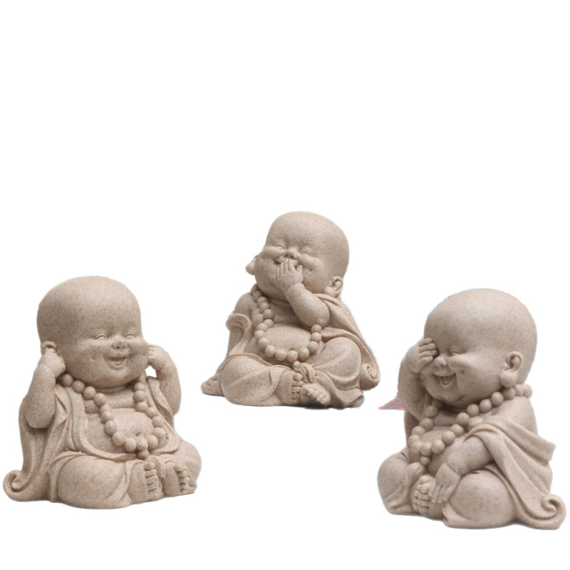 Ornamente de artizanat din rășină, gresie, Maitreya Buddha, micul călugăr, micul călugăr poate fi folosit ca decorațiuni pentru ceai de pe desktop