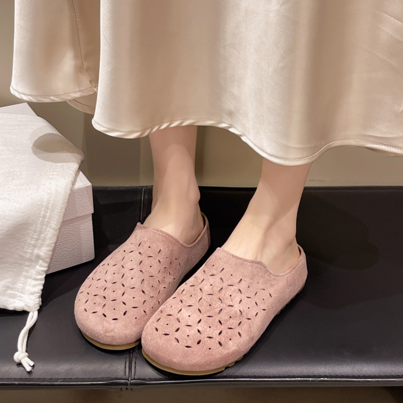 Üreges kivágású női klumpa, új tavaszi, sokoldalú, lapos talpú, Birkenstock stílusú bebújós cipők