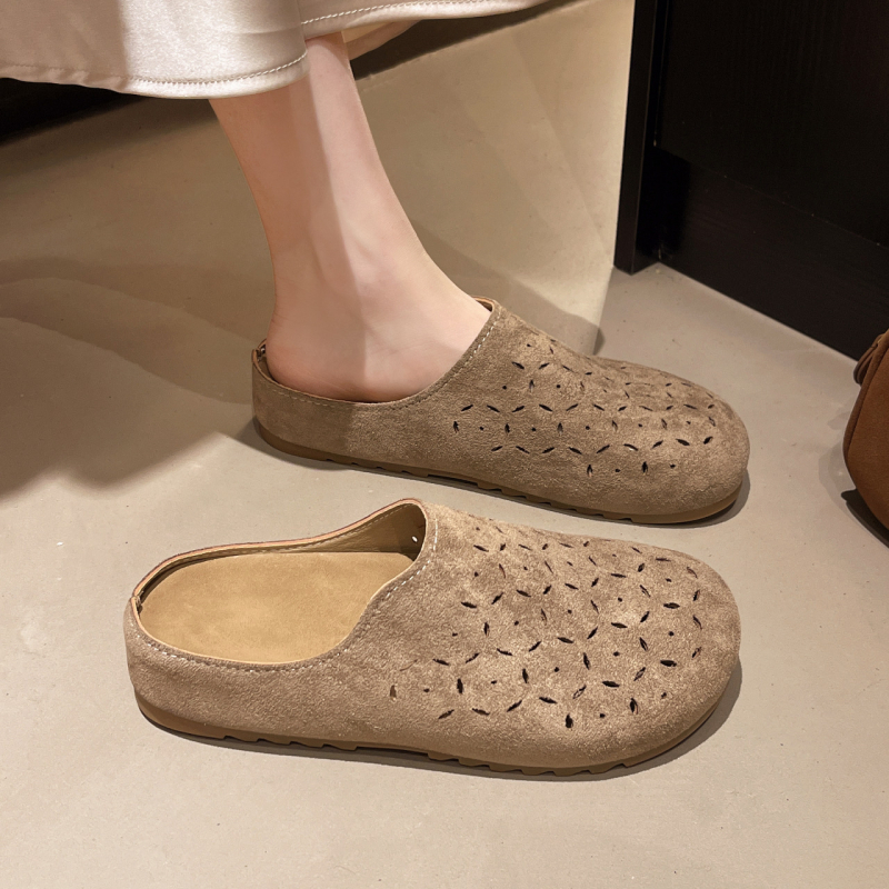 Üreges kivágású női klumpa, új tavaszi, sokoldalú, lapos talpú, Birkenstock stílusú bebújós cipők