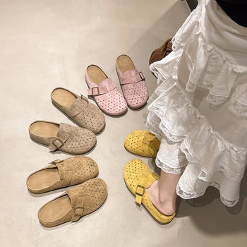 Sandale Baotou pentru femei, sandale de primăvară și vară, cu cataramă moale și gaură, stil nou, fără slip-on, pentru femei