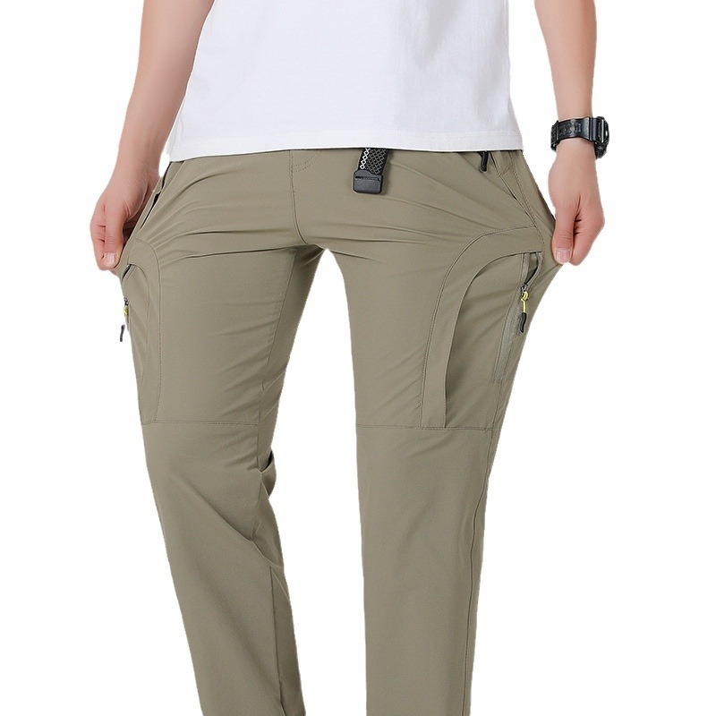 Летни тънки бързосъхнещи панталони за мъже, спортни на открито, планински панталони, големи размери, слънцеустойчиви, водоустойчиви, еластични, за бягане