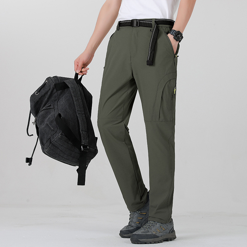 Летни тънки бързосъхнещи панталони за мъже, спортни на открито, планински панталони, големи размери, слънцеустойчиви, водоустойчиви, еластични, за бягане
