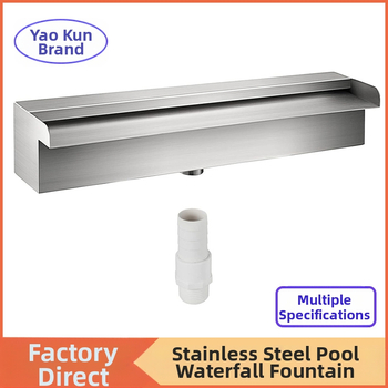 Tiesioginio gamyklinio tiekimo baseino fontanas iš nerūdijančio plieno, baseino krioklio perpildymo sistema su vamzdžių jungtimi, stačiakampis sodo lauko baseinas