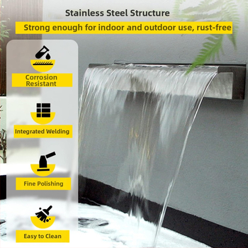 Tiesioginio gamyklinio tiekimo baseino fontanas iš nerūdijančio plieno, baseino krioklio perpildymo sistema su vamzdžių jungtimi, stačiakampis sodo lauko baseinas