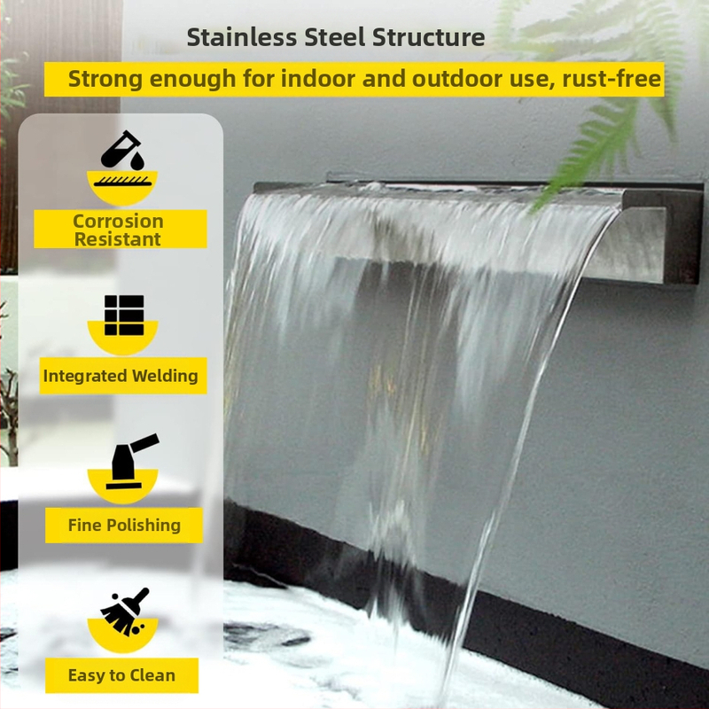 Фабрика директно доставка фонтан за басейн от неръждаема стомана басейн водопад преливник с тръбен конектор правоъгълна градина на открито