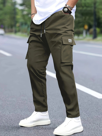 Pantaloni cargo pentru bărbați cu mai multe buzunare, croială lejeră, sport, cu picior drept, pantaloni cargo de primăvară, casual, cu picior drept