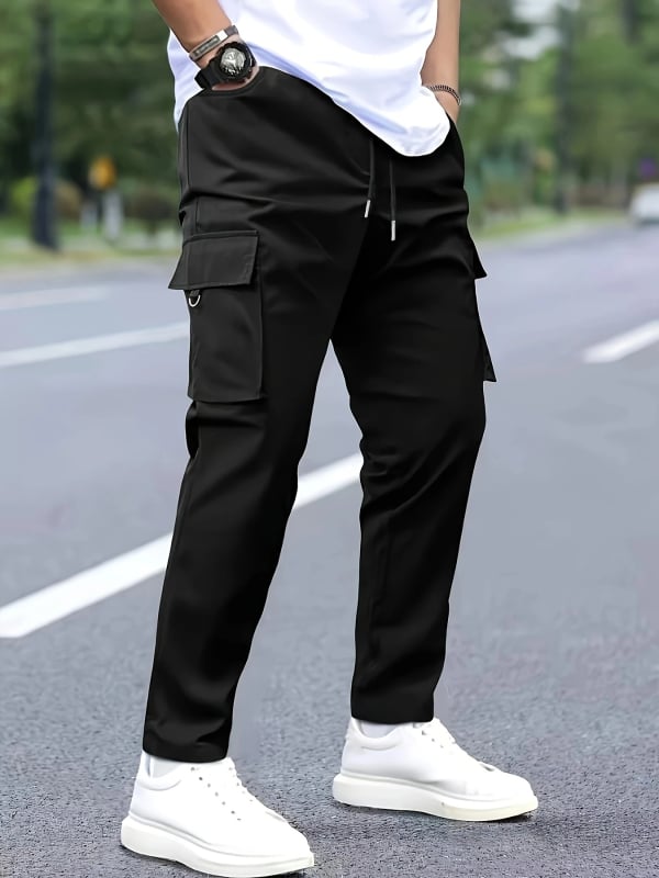 Pantaloni cargo pentru bărbați cu mai multe buzunare, croială lejeră, sport, cu picior drept, pantaloni cargo de primăvară, casual, cu picior drept