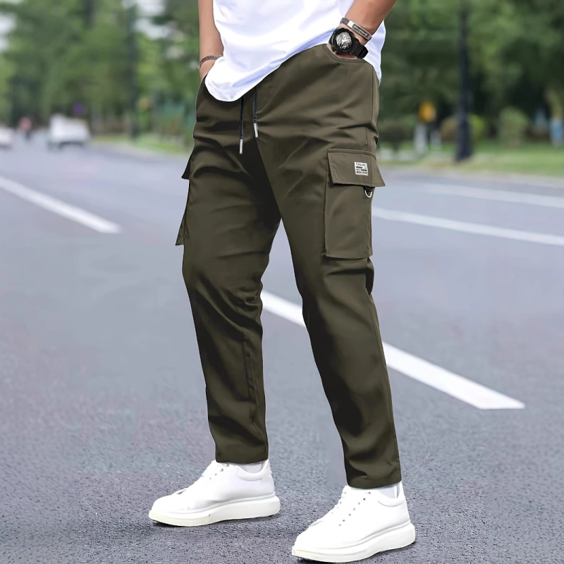Pantaloni cargo pentru bărbați cu mai multe buzunare, croială lejeră, sport, cu picior drept, pantaloni cargo de primăvară, casual, cu picior drept