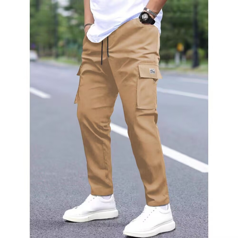 Pantaloni cargo pentru bărbați cu mai multe buzunare, croială lejeră, sport, cu picior drept, pantaloni cargo de primăvară, casual, cu picior drept