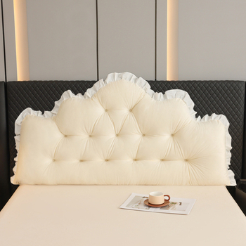 Europietiško stiliaus lovos pagalvėlė su didele atlošu ir paaukštinta dvigulės lovos pagalvėle, smėlio spalvos, minkštas tatamio krepšys, juosmens dirželis