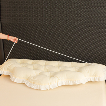 Europietiško stiliaus lovos pagalvėlė su didele atlošu ir paaukštinta dvigulės lovos pagalvėle, smėlio spalvos, minkštas tatamio krepšys, juosmens dirželis