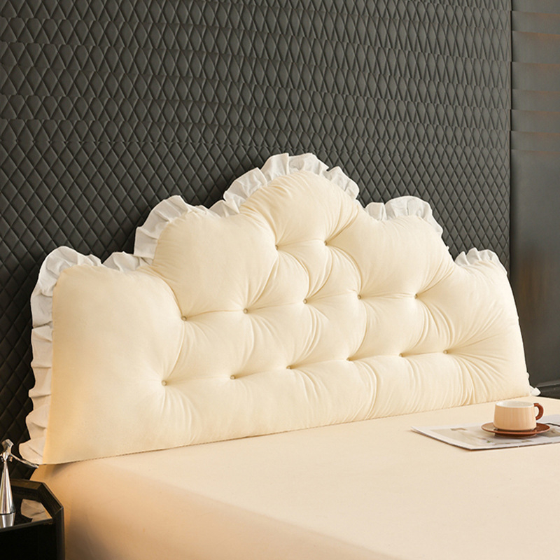 Europietiško stiliaus lovos pagalvėlė su didele atlošu ir paaukštinta dvigulės lovos pagalvėle, smėlio spalvos, minkštas tatamio krepšys, juosmens dirželis