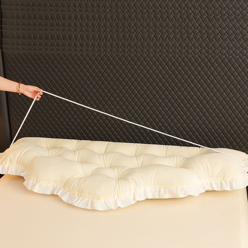 Europietiško stiliaus lovos pagalvėlė su didele atlošu ir paaukštinta dvigulės lovos pagalvėle, smėlio spalvos, minkštas tatamio krepšys, juosmens dirželis