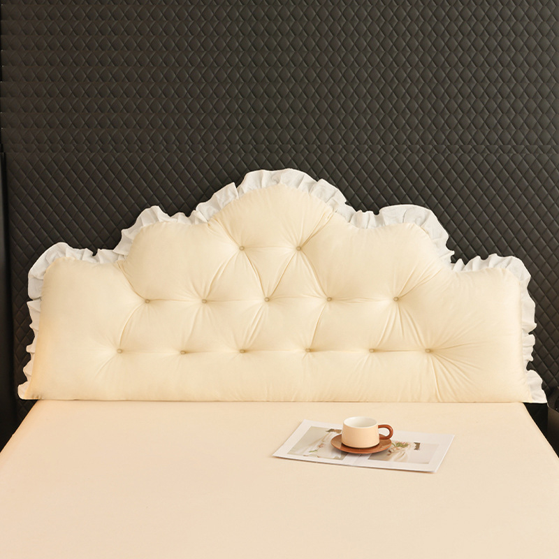 Europietiško stiliaus lovos pagalvėlė su didele atlošu ir paaukštinta dvigulės lovos pagalvėle, smėlio spalvos, minkštas tatamio krepšys, juosmens dirželis