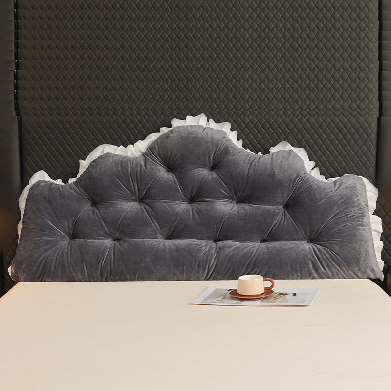 Europietiško stiliaus lovos pagalvėlė su didele atlošu ir paaukštinta dvigulės lovos pagalvėle, smėlio spalvos, minkštas tatamio krepšys, juosmens dirželis