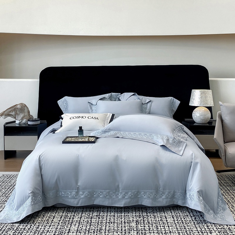 Berlyno ~ prancūziškas aukštos kokybės ilgapluoštės medvilnės grynos medvilnės siuvinėtas keturių dalių patalynės komplektas, paklodės, paklodės su guma, viengulė ir dvigulė patalynė