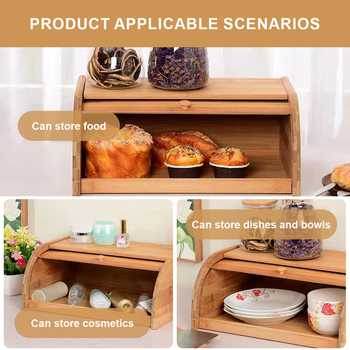 Bambuko duonos laikymo dėžė daugiafunkcinė virtuvės kepimo laikymo dėžė darbalaukio organizavimui biuro laikymo dėžė su dangčiu