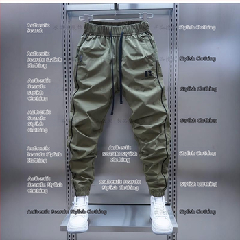 Tavaszi és őszi új férfi lezser nadrág koreai stílusú, gyorsan száradó, laza szárú, divatos, egyszínű, minden lábra illeszkedő nadrág