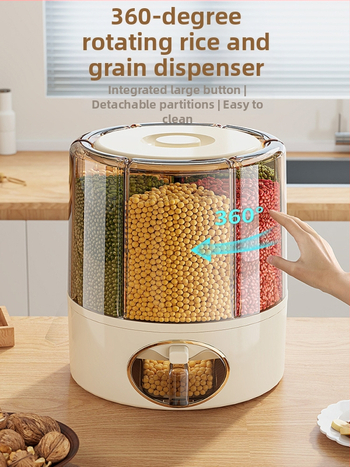 Buitinis grūdų laikymo ryžių kibiras, sandarus buitinis, vabzdžiams atsparus, drėgmei atsparus laikymo dėžės klasifikuotas grotelių besisukantis laikymo kibiras