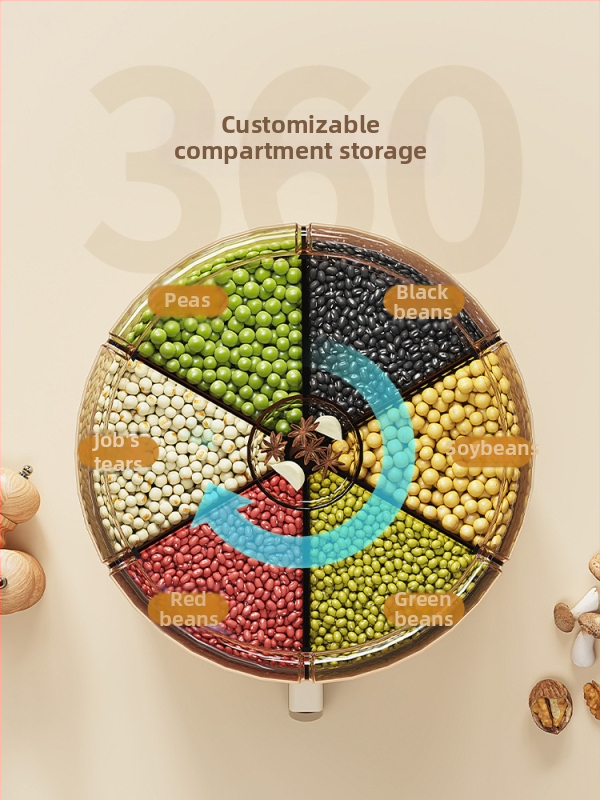 Кофа за съхранение на ориз за домакинско зърно, запечатана кутия за съхранение, устойчива на насекоми, влагоустойчива, класифицирана решетка, въртяща се кофа за съхранение