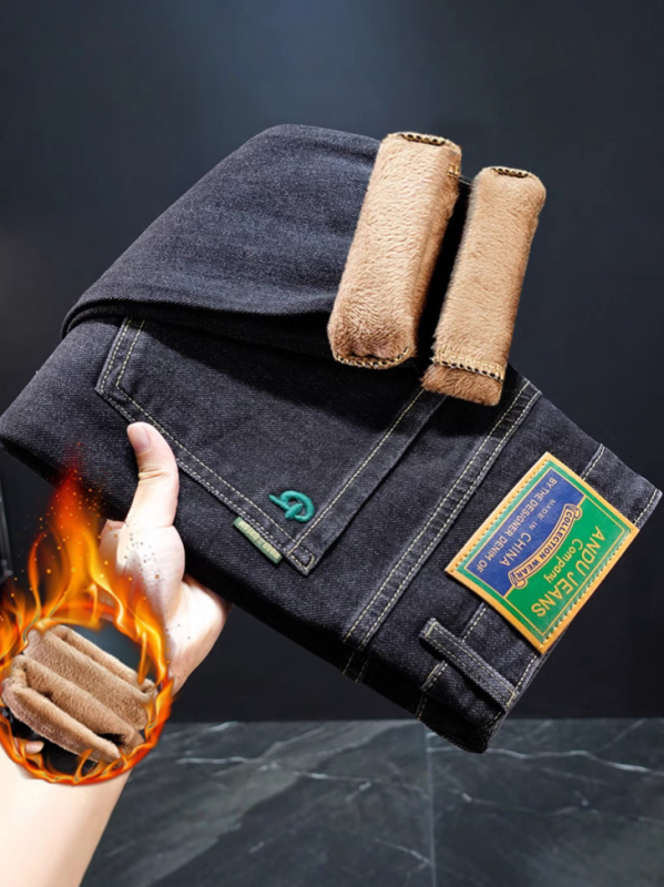 Őszi és téli robbanások luxus hímzett farmer férfi rugalmas, karcsúsított, egyenes, divatos, nyomtatott, divatos hosszú nadrág férfiaknak