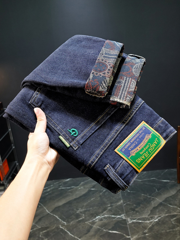 Őszi és téli robbanások luxus hímzett farmer férfi rugalmas, karcsúsított, egyenes, divatos, nyomtatott, divatos hosszú nadrág férfiaknak