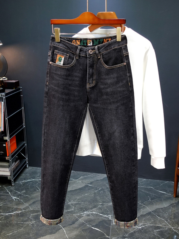 Őszi és téli robbanások luxus hímzett farmer férfi rugalmas, karcsúsított, egyenes, divatos, nyomtatott, divatos hosszú nadrág férfiaknak