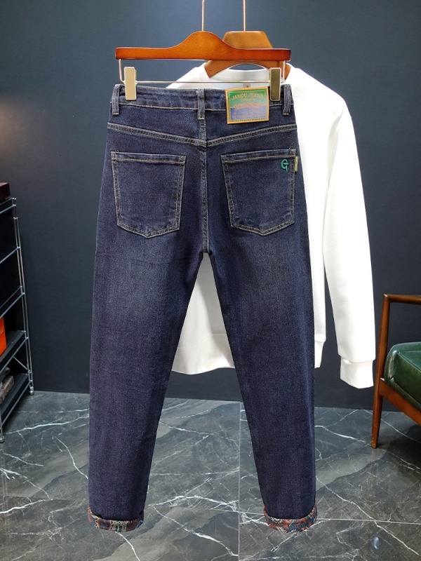 Őszi és téli robbanások luxus hímzett farmer férfi rugalmas, karcsúsított, egyenes, divatos, nyomtatott, divatos hosszú nadrág férfiaknak