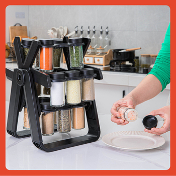 Σετ μπαχαρικών από γυαλί με περιστρεφόμενο τροχό, μπουκάλια μπαχαρικών, βάζα μπαχαρικών, δοχεία μπαχαρικών, μπουκάλια μπαχαρικών, κατασκευαστής μπουκαλιών μπαχαρικών σε απόθεμα χονδρικής