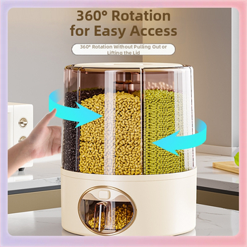 ✅ Χωριστό κουτί αποθήκευσης σιτηρών Περιστρεφόμενος κάδος ρυζιού Αδιάβροχο και ανθεκτικό στην υγρασία Σφραγισμένο οικιακό κουτί αποθήκευσης ρυζιού 2024 Νέο κουτί αποθήκευσης ρυζιού