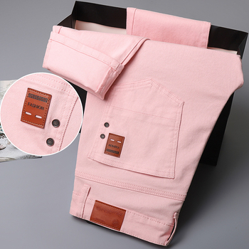 Ανδρικά παντελόνια σε εθνικό στυλ, τζιν εξωτερικού εμπορίου, μοντέρνα ανδρικά τζιν, κεντήματα μάρκας, ίσια, ελαστικά, λεπτά, άνοιξη